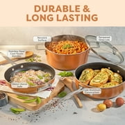 Gotham Steel Stackmaster 10 Pc Pots and Pans Set Non Stick Cookware Set with Kitchen Utensils, Induction Ready, Non Toxic Pot and Pan Set With Space Saving Design, Oven and Dishwasher Safe, Copper