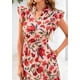 thumbnail image 5 of Vestido midi PRETTYGARDEN 2025 con estampado floral con cuello en V y volantes para mujer, 5 of 9