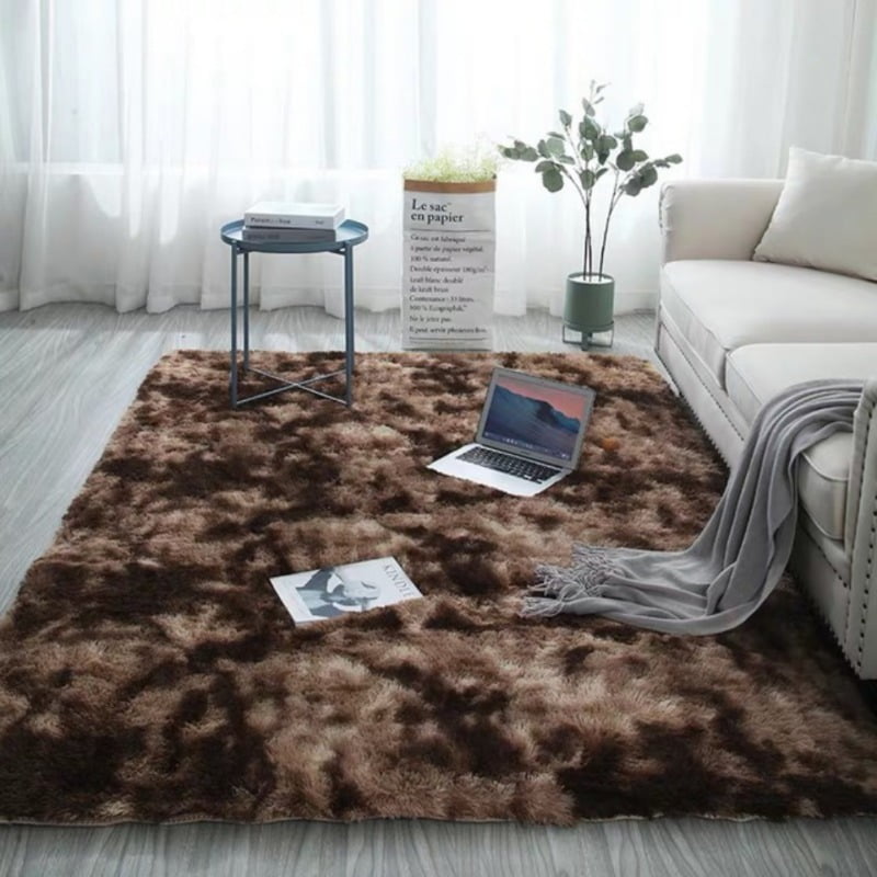 Fluffy Area Rug Round Floor Mat Bedroom Non-Slip Carpet Solid Color Pad 40/60cm 