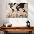 thumbnail image 2 of Elephant Stock Grunge Landmarks World Map Wall Art - Horizontal Canvas Wall Art - Living Room Wall Decor - Map Canvas - Brown And Gray Decor - 24" x 16", 2 of 8