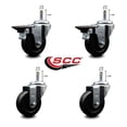 thumbnail image 2 of 3.5 Inch Soft Rubber Wheel Swivel 7/16 Inch Grip Ring Stem Caster Set 2 Brakes, 2 of 2