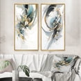 thumbnail image 1 of Designart "Mosaic Echoes in Turquoise and Gold II" Cubism Framed Wall Art Set Of 2 - Turquoise Abstract Gallery Wall Frame Set For Home Decor, 1 of 6
