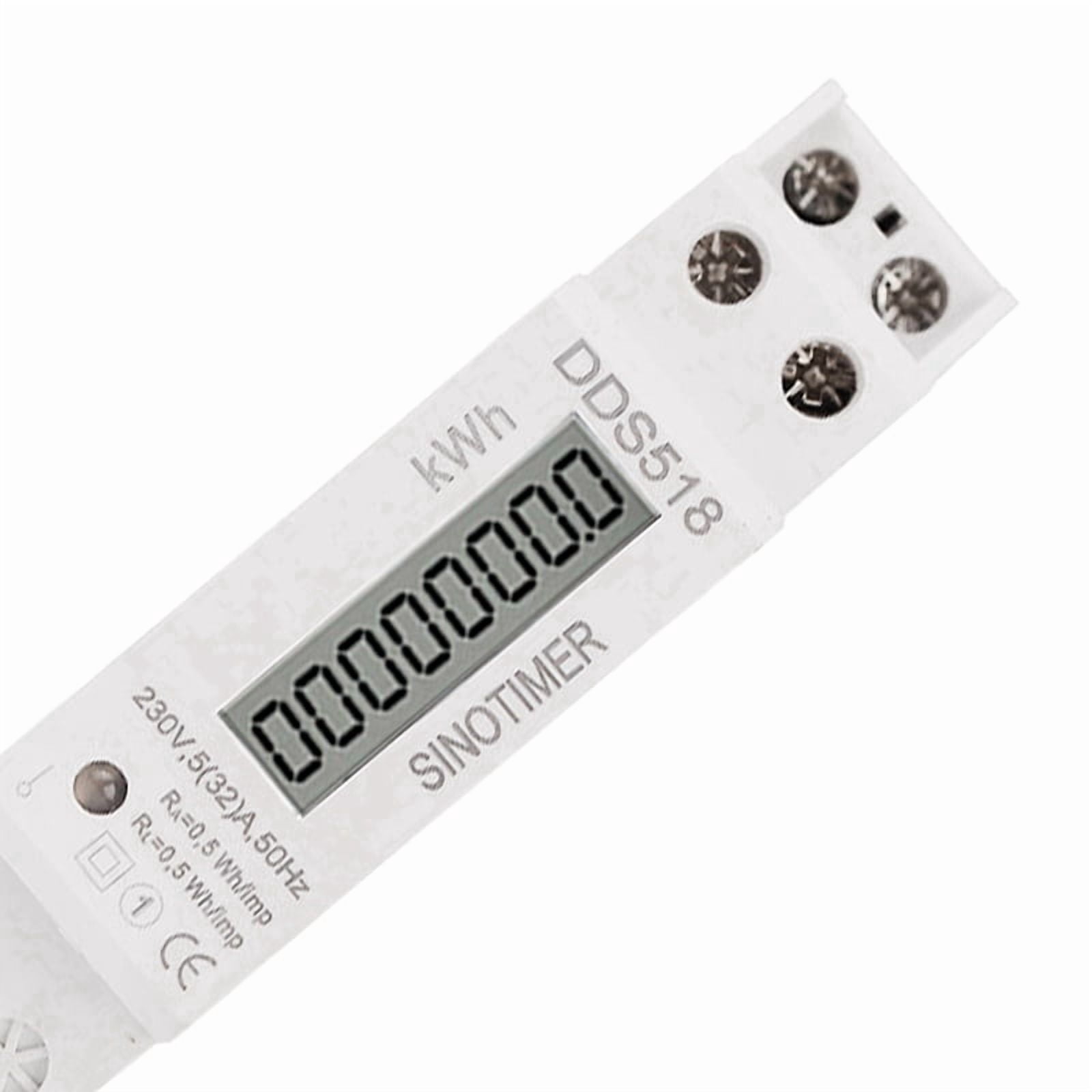 4X Single Phase Din Rail LCD Digital Display Electricity Power Consumption  Watt Meter Wattmeter KWh 5-32A