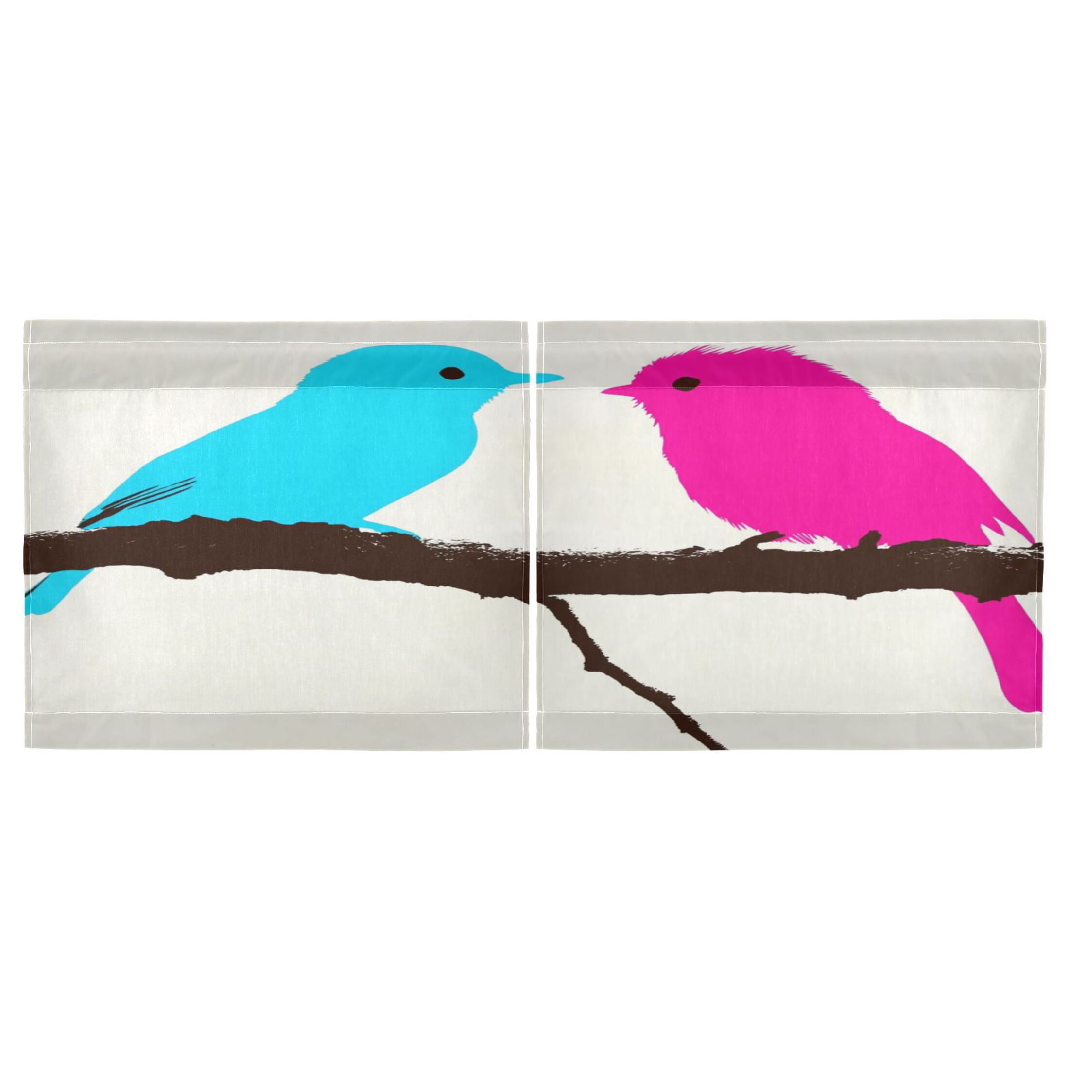 Colorful Birds 27"x36" Linen Look Cafe Curtain Set with Privacy and UV Protection