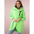 thumbnail image 4 of Women'S Plus Size Hooded Fleece Lined Sweatshirt Full Zip Casual Long Sleeve Outdoor Jacket Yellow-Green M, 4 of 7