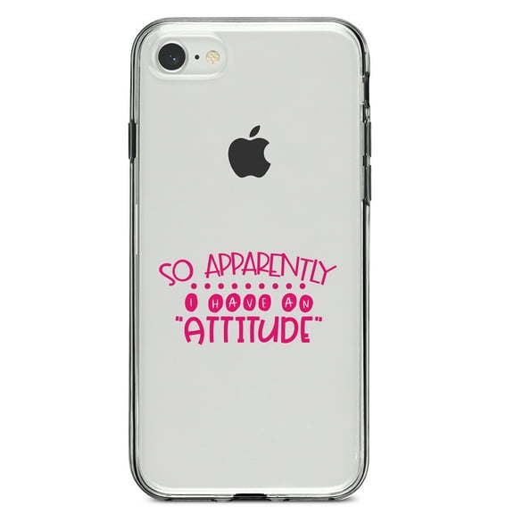 DistinctInk Clear Shockproof Hybrid Case for iPhone 7 8 SE (2020 Model) 4.7" Screen TPU Bumper Acrylic Back Tempered Glass Screen Protector - So Apparently I Have An Attitude - Pink