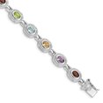 thumbnail image 1 of 925 Sterling Silver Rhodium-plated 7inch Rainbow Semi Precious Stone Bracelet, 1 of 3