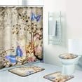 thumbnail image 4 of FMSHPON Floral Butterfly Butterfly Butterfly 4 Piece Bathroom Set Shower Curtain Bath Rug Contour Mat and Toilet Lid Cover, 4 of 8