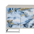 thumbnail image 6 of ACME Liam Wood/Metal Console Cabinet in Blue Marble Paint/White & Chrome, 6 of 10