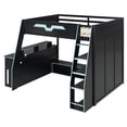 thumbnail image 5 of Mirightone Gaming Loft Bed with Desk and RGB Light, Full Size Wood Loft Bed Frame with Storage Shelve and RGB Light, Table with adjustable placement. Cloud Blue, 5 of 7