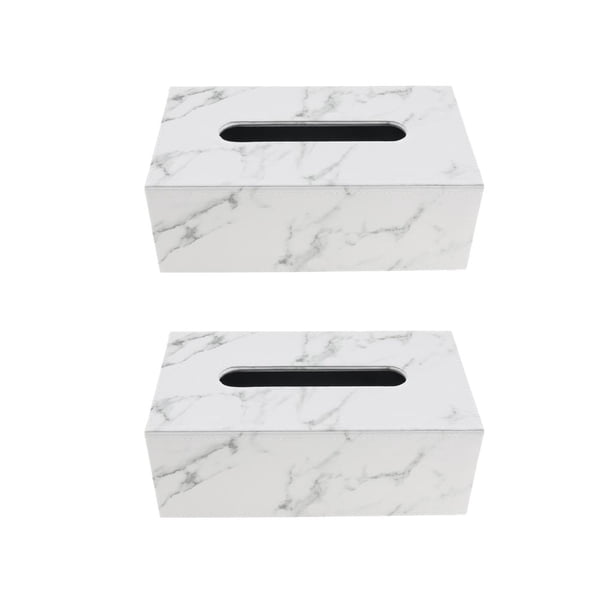 Recipiente Rectangular para Servilletas de de Caja de Pañuelos de material cuero PU - Decoración de Mármol