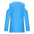 thumbnail image 5 of Viikei Womens Tops Long Sleeve Dressy Casual,Tops for Women Clearance Sale,Women's Fashion Casual Solid Off Shoulder Long Sleeve Pullover Long Sleeve Top Long Sleeve V-Neck Top/Shirt Sky Blue S, 5 of 5