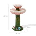 thumbnail image 6 of LuxenHome Solar Powered Pink Flower 2-Tier Resin Birdbath Fountain with Lights, 6 of 6