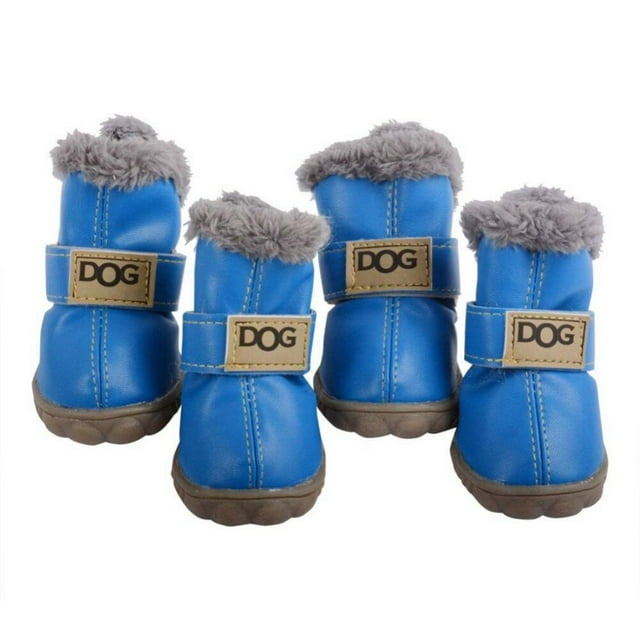 Winter Pet Dog Shoes For Small Dogs Cats Super Warm Leather Dog Snow