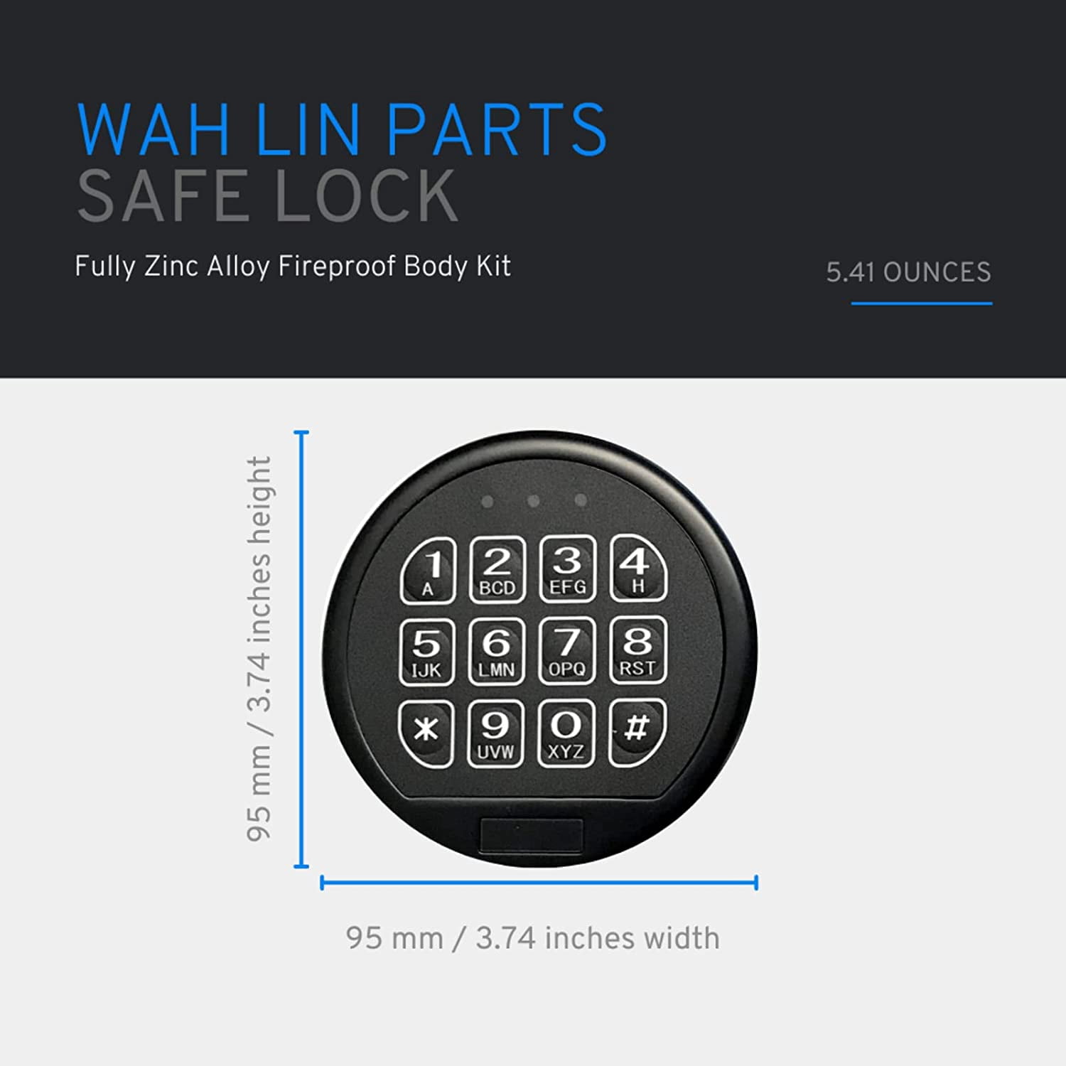 Wah Lin Parts High Security Gun Safe Lock Set, Black Keypad, 2 User Codes
