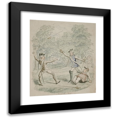 George Cruikshank 12x14 Black Modern Framed Museum Art Print Titled - Saint James, or Court of Queen Anne (1844)