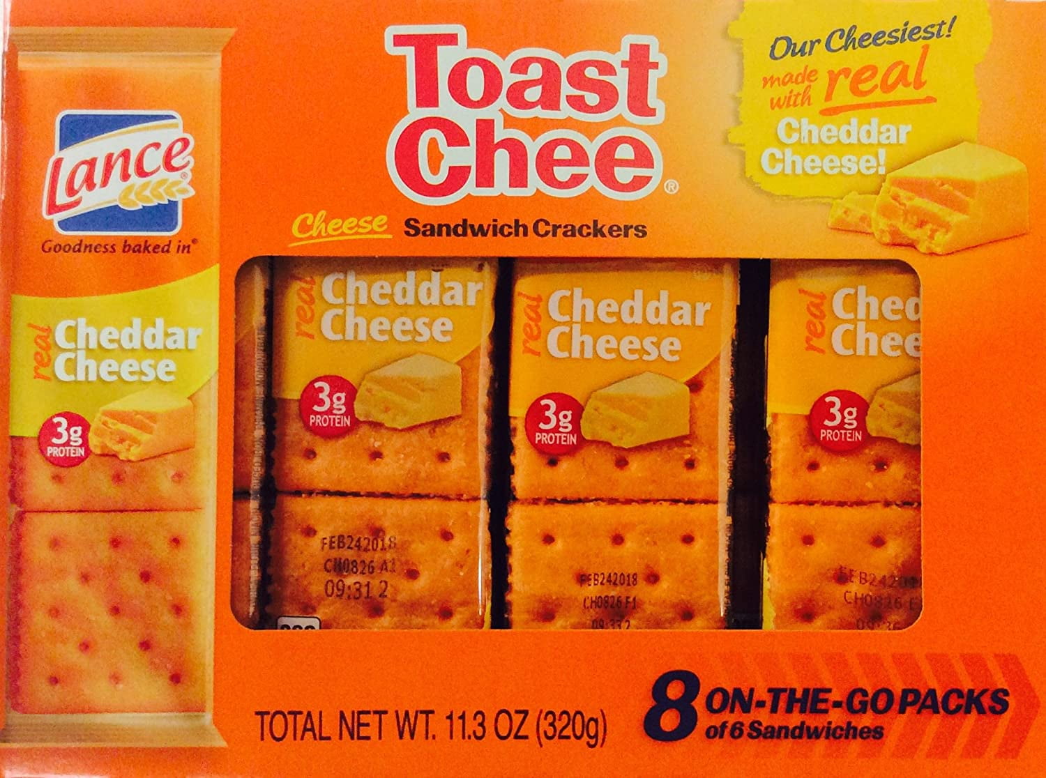 Lance Toast Chee Cheddar Cheese Sandwich Crackers 8 OnTheGo Packs of