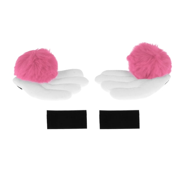 Accesorios para Casco de Motocicleta Decoración Alas Arale con Bola de Durazno para Cascos de Motocicleta, Bicicleta, Esquí, Pegatina de Peluche Blanca 1 Juego