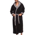 thumbnail image 1 of GFDYREE Men's Warm Fleece Robe with Hood, Plaid Big and Tall Bathrobe, 1 of 7