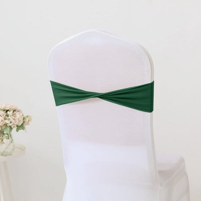 XmhyTop-A Bandas elásticas para sillas de comedor, color verde oscuro, 13 x 35 cm, de poliéster, 4 unidades, diseño universal.