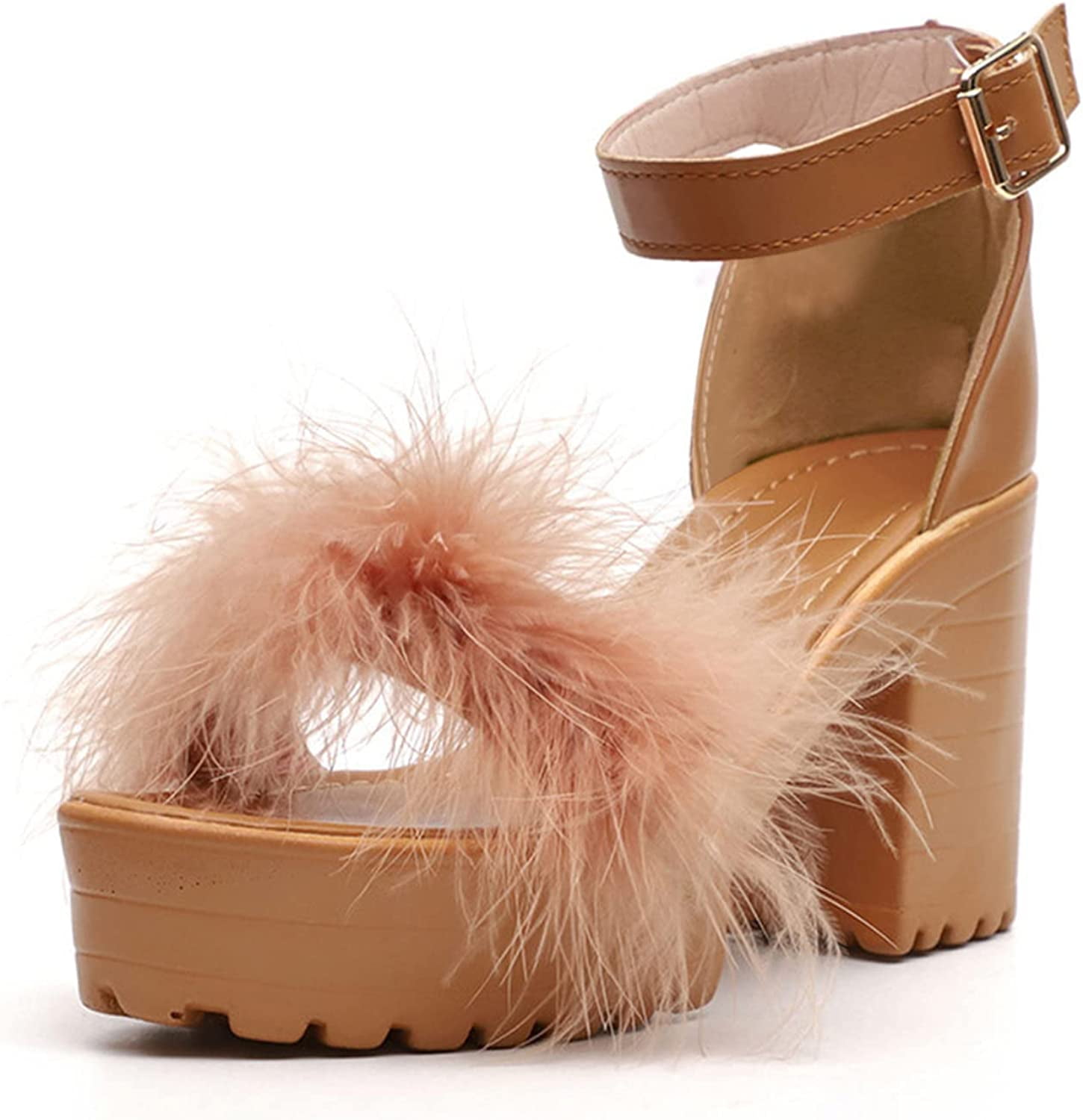 Fluffy Chunky Heeled Strap Sandals by Shein - New Women's Shoes New Size 8  | eBay