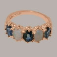 thumbnail image 6 of LBG British Made 14k Rose Gold Natural Sapphire & Opal Womens Eternity Ring - 33 size options - Size 4.25, 6 of 8