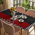 thumbnail image 3 of Red Black Chef Table Cloths for 3 Foot Rectangle Tables, Cartoon Cute Watercolor Cooking Checkered Patio Waterproof Elastic Fitted Tablecloths, Washable Rectangular Table Cover for Camping, 3 of 8