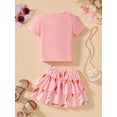 thumbnail image 3 of Sytepopcy Girls Summer Outfit Short Sleeve Bunny T-Shirt Shirred Tiered Rabbit Skirt Two Piece Toddler Easter Clothes Set 6T/1940, 3 of 7