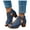 Blue, variant on Women's Gladiator Sandals 2025 Vintage Peep Toe Chunky Block High Heels Cowboy Booties Summer Fall Shoes