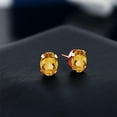 thumbnail image 3 of Gem Stone King 18K Rose Gold Plated Silver Yellow Citrine Stud Earrings for Women Men | 2.60 Cttw | Gemstone November Birthstone | Oval 8X6MM, 3 of 4