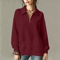 thumbnail image 5 of Perfectbot Women's Quarter Zip Collared Sweatshirt Long Sleeve Casual Loose Fit Fall Fashion Top, 5 of 6