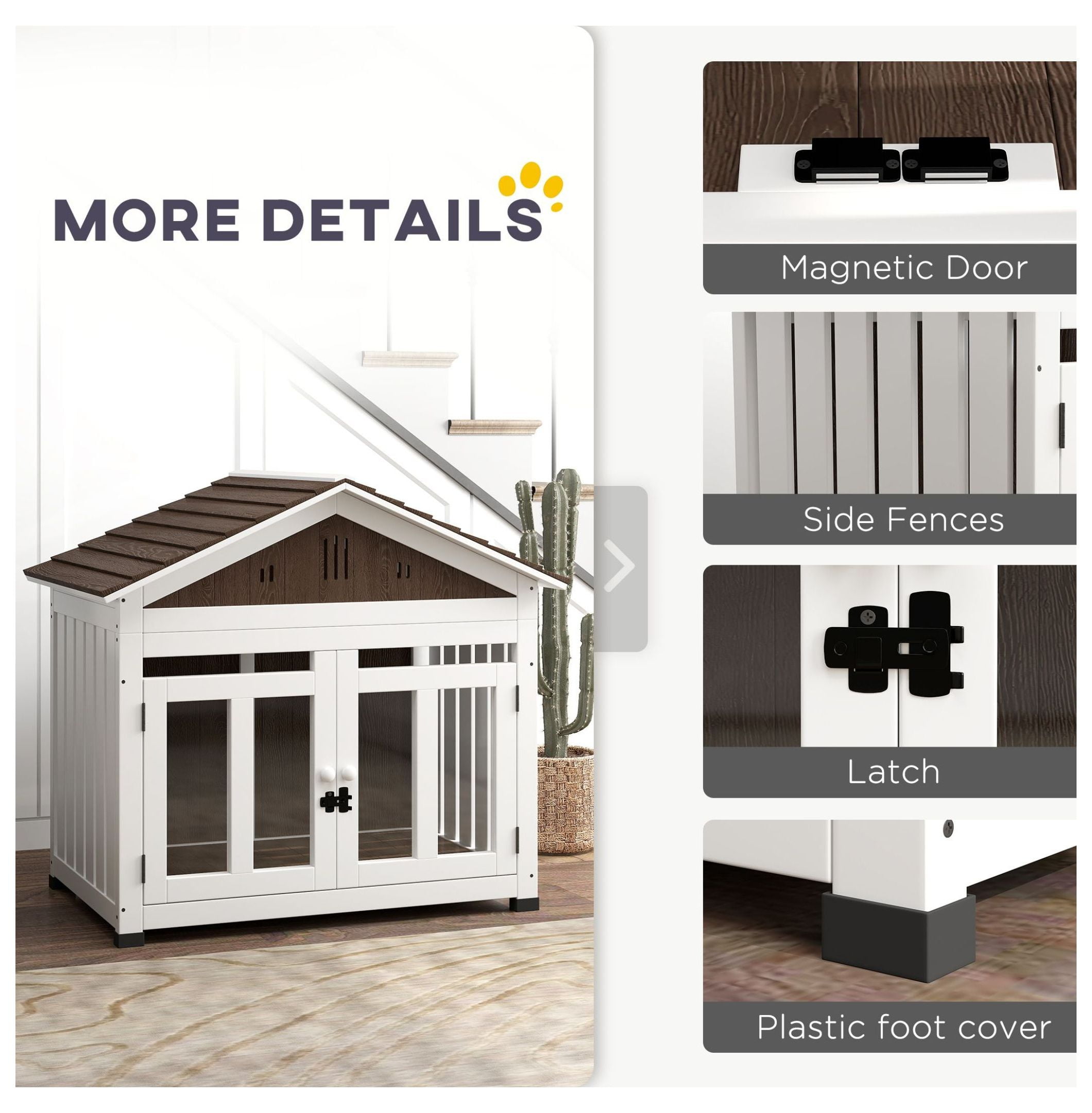 40"L Wooden Dog House Outdoor Indoor for Small, Medium, Large Dogs, with & Elevated Removable Floor
