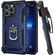 Ruky Clip Case Compatible with iPhone 13 Pro, iPhone 13 Pro Case with Belt Clip Holster Ring Stand Fit for Magnetic Car