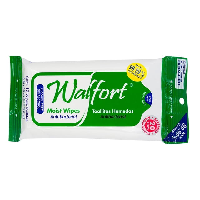 Toallitas húmedas Walfort antibacteriales 12 pzas