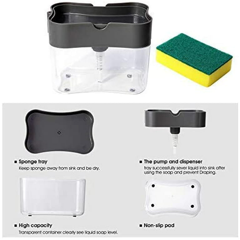 mDesign Kitchen Sink Pump and Storage Caddy Tray Set for Counter - Liquid  Dish and Hand Soap
