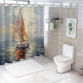 thumbnail image 7 of Pratyus Sailboat Ocean Cloudy Sky Shower Curtain with Hooks Waterproof Polyester Fabric Bathroom Decoration Home Bathtubs Decor with Hooks 69"x72, 7 of 7