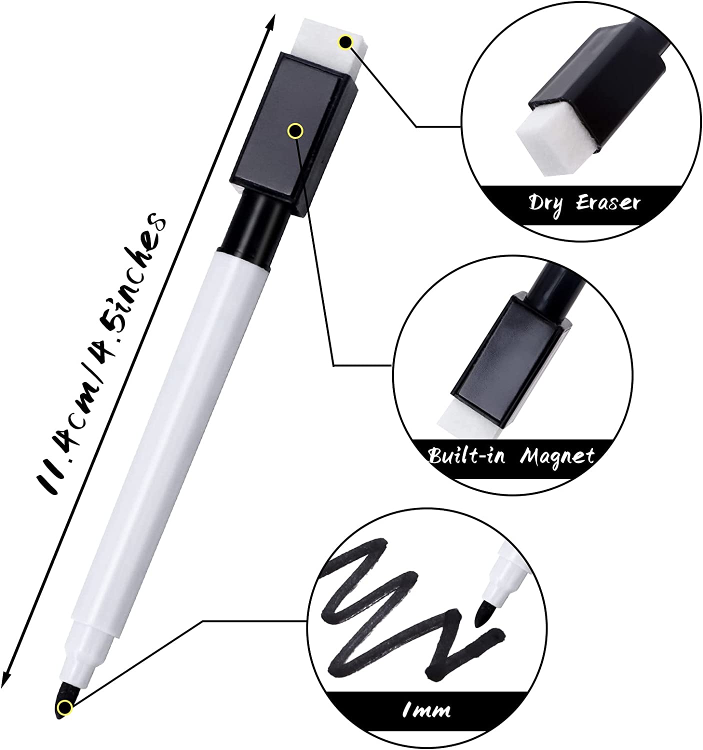 Reton 40-Piece Black Dry Erase Markers with Magnetic Caps photo 4