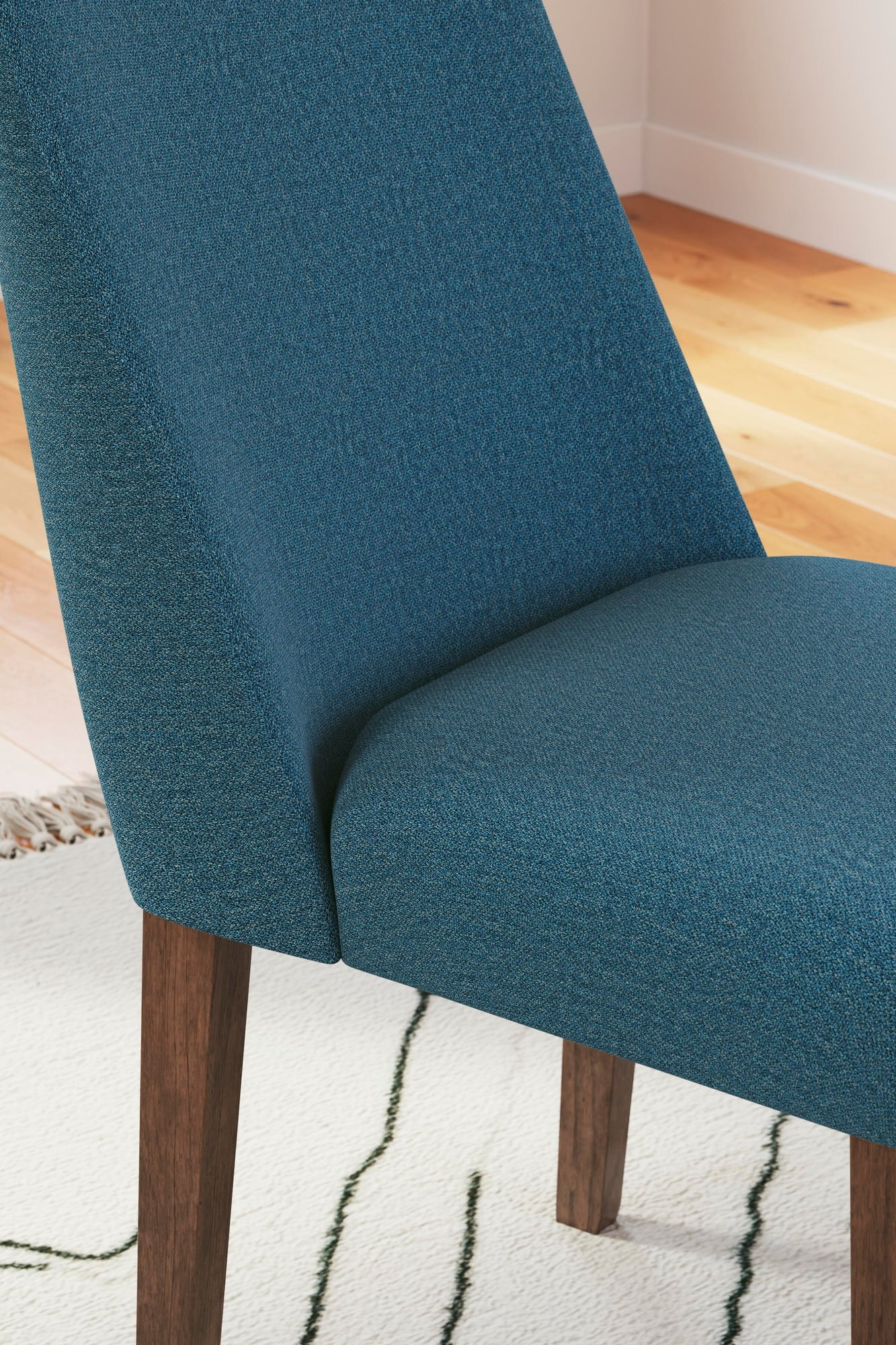 Signature Design by Ashley Lyncott Contemporary Dining Room Upholstered Side Chair with Foam Cushion, Set of 2, Blue & Brown