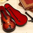 thumbnail image 2 of Wweixi Polished Wood Miniature Violin Mini Musical Instrument Kit Room Decoration Bow And Case Mini Musical Instrument Violin 14cm, 2 of 6