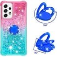 thumbnail image 2 of Clear Case for Samsung Galaxy A23 5G/4G with Ring Kickstand, Bling Gradient Quicksand Glitter Flowing Liquid Floating Case Cover for Samsung Galaxy A23 JB Powder Blue, 2 of 14