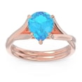 thumbnail image 2 of Diamond-Capitals 2.00 Carat Pear Cut Simulated Blue Topaz Gemstone Stylish Wedding Ring for her Solid 18K Rose Gold Size 5.5, 2 of 8