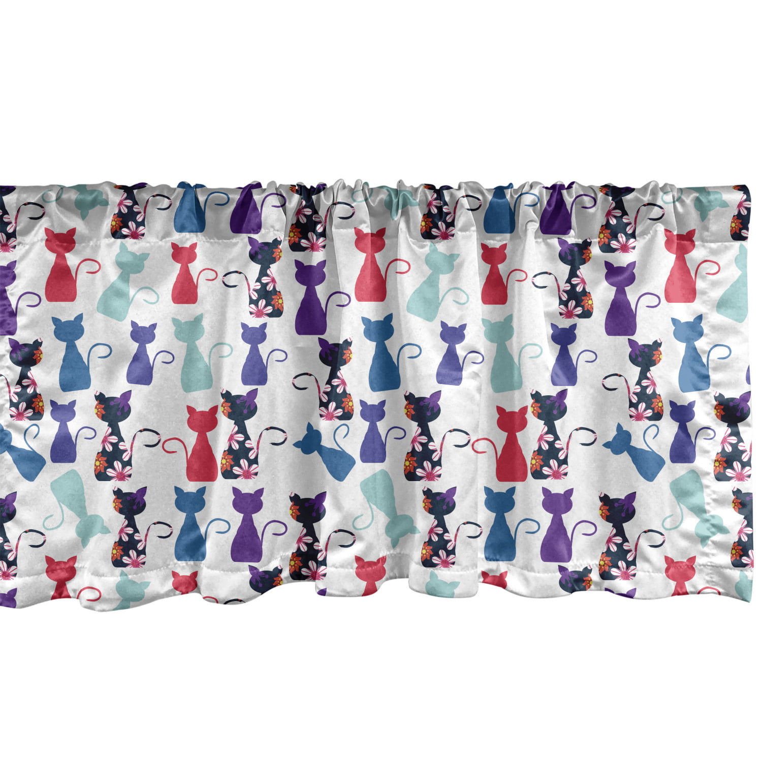Large Colorful Cats Feline Kitty Cat Handcrafted Curtain Valance 