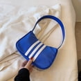 thumbnail image 4 of Bolso de viaje para mujer, bolsos de mano pequeños a rayas Oxford, bolsos de diseño simples informales, 4 of 7