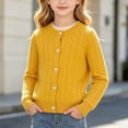 thumbnail image 2 of Husipze Cable Knit Cardigan Sweater for Girl Button Front Long Sleeves Cozy Soft Relaxed Fit Lightweight Fashion Outerwear Yellow 6-7 Years, 2 of 7
