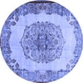 thumbnail image 1 of Ahgly Company Machine Washable Indoor Round Medallion Blue Traditional Area Rugs, 3' Round, 1 of 4