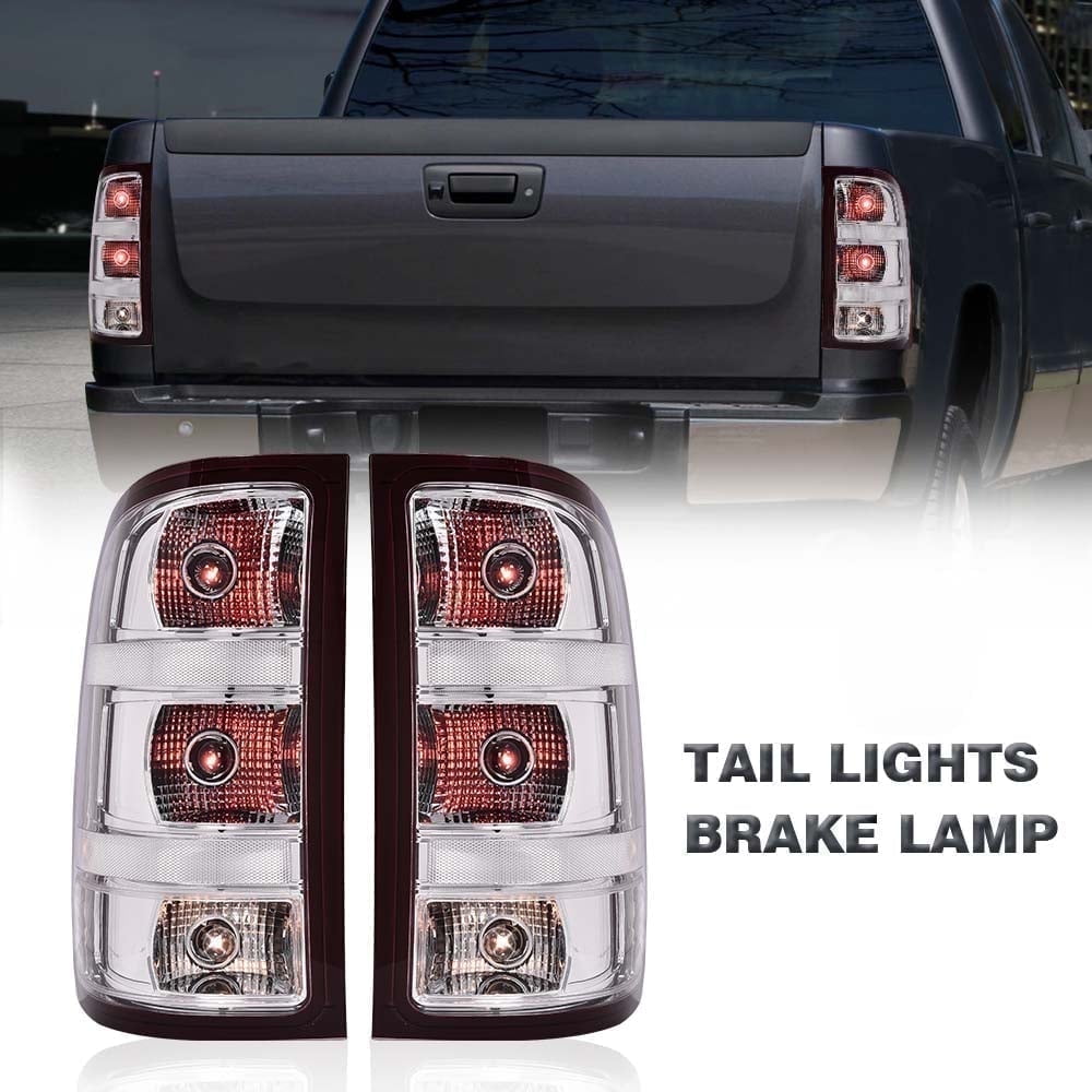 CROSSDESIGN Tail Lights Lamps Left+Right Fit for 2007-2014 Chevy Silverado Pickup