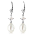 thumbnail image 2 of Galaxy Gold 9 Carat 14k Solid White Gold Uniqueness White Topaz pearl Earrings, 2 of 3