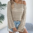 thumbnail image 6 of Women's Sweaters Womens Fall Clothes 2025 Early Autumn One Collar Hollow Out Long Sleeved Knitted Sweater Casual Loose Women's Clothing, 6 of 6