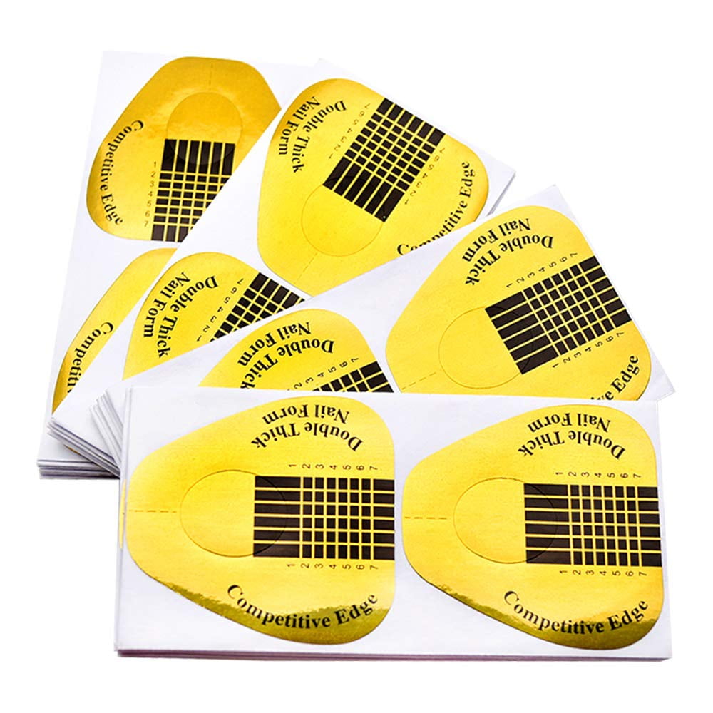 200 Pieces Acrylic Nail Forms, Gold Horseshoe Nail Extension Forms