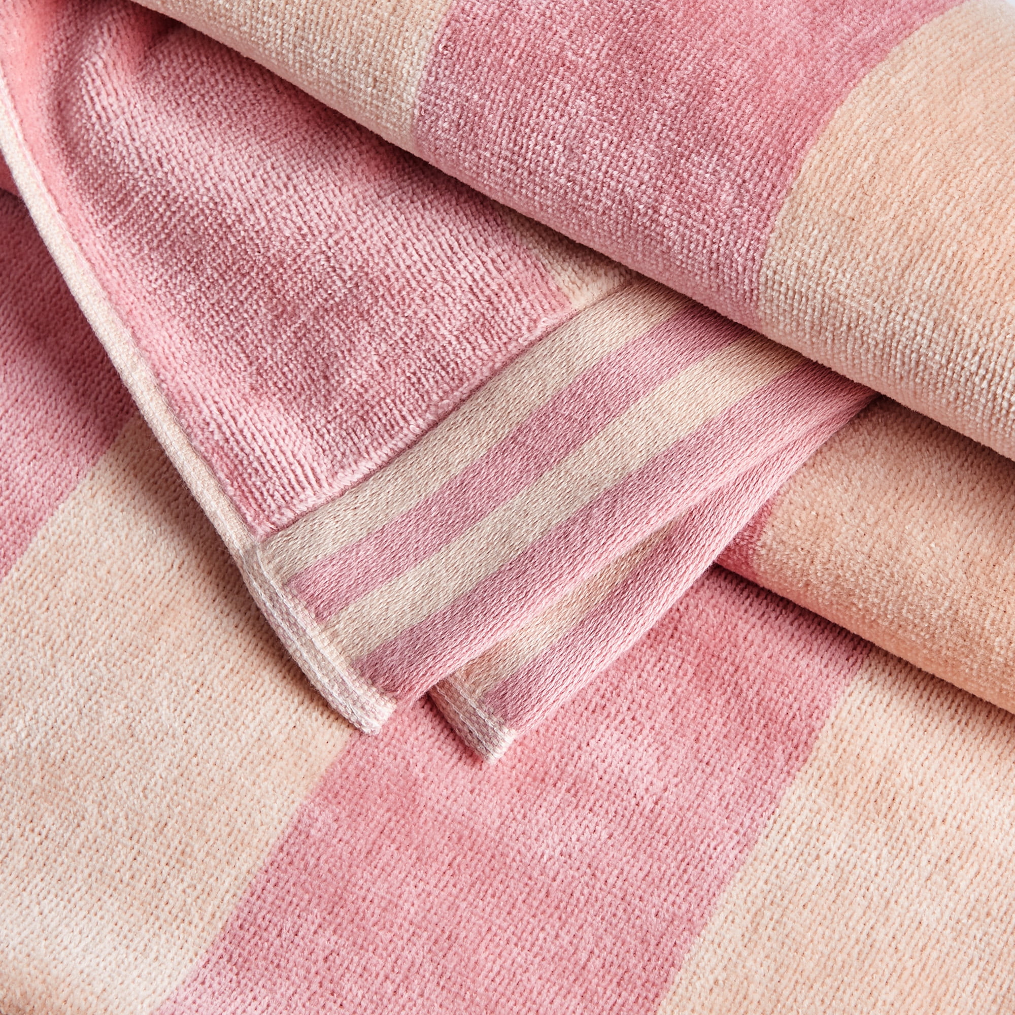 100% Cotton Cabana Stripe 4 Pack Beach & Pool Towels (4 Pack- 30" x 60", Dusty Rose)